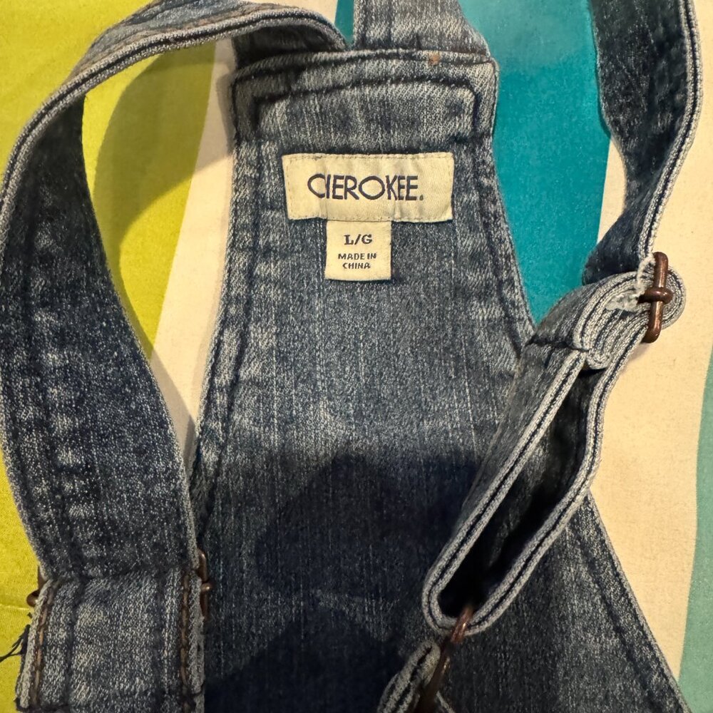 Cherokee Classic Medium Wash Denim Overalls – Adjustable Straps – Size L - Picture 5 of 8